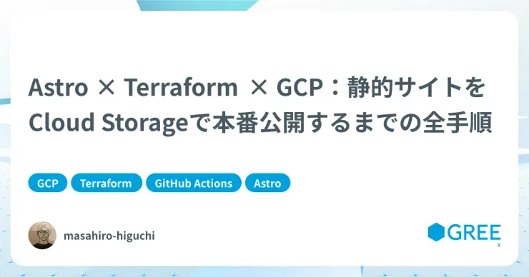 記事「Astro × Terraform × GCP：静的サイトをCloud Storageで本番公開するまでの全手順」のアイキャッチ画像